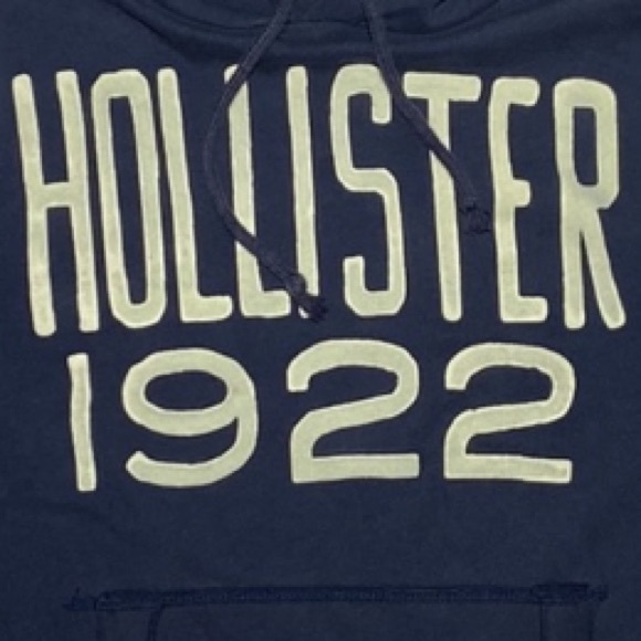 Hollister Hoodie. Navy Blue and Cream. Size Medium. - Picture 5 of 7